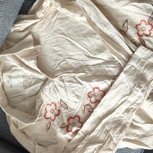 Floral Embroidered Button-Up Shirt